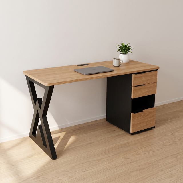 Escritorio Fijo con Cajonero - Diseño C